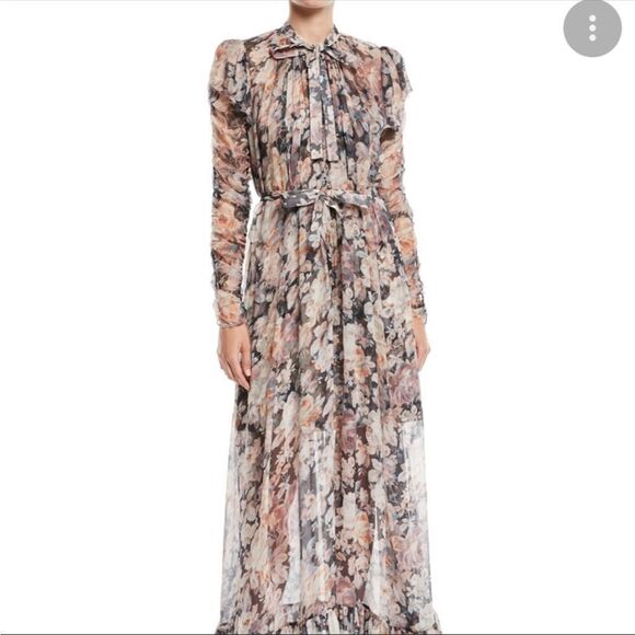 Zimmerman Tempest Frolic High-Neck Floral Silk Maxi Dress - Picture 1 of 10